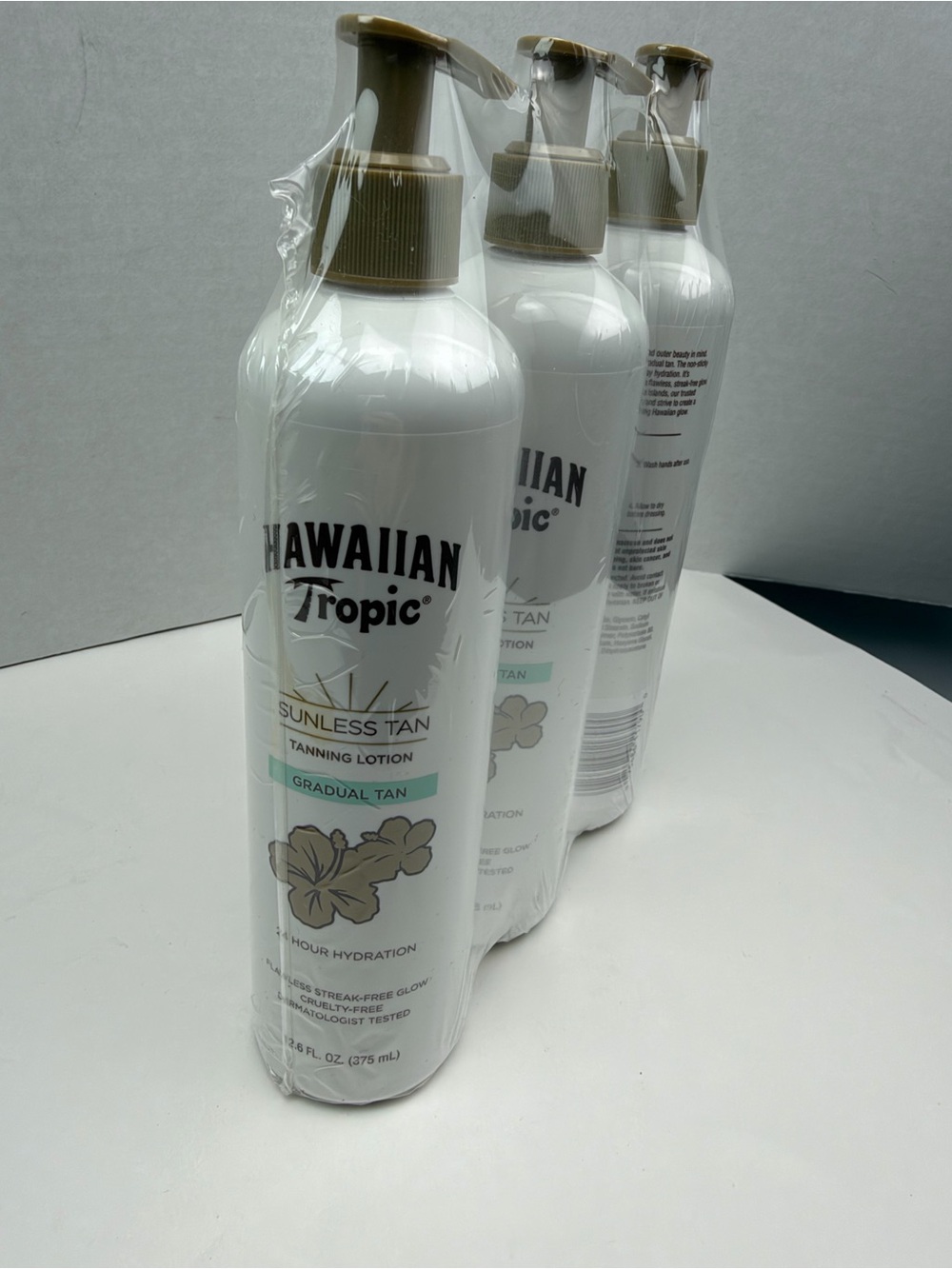 3 hawaiian tropic sunless gradual tan 24hr hydration streak free glow 12.6oz ea